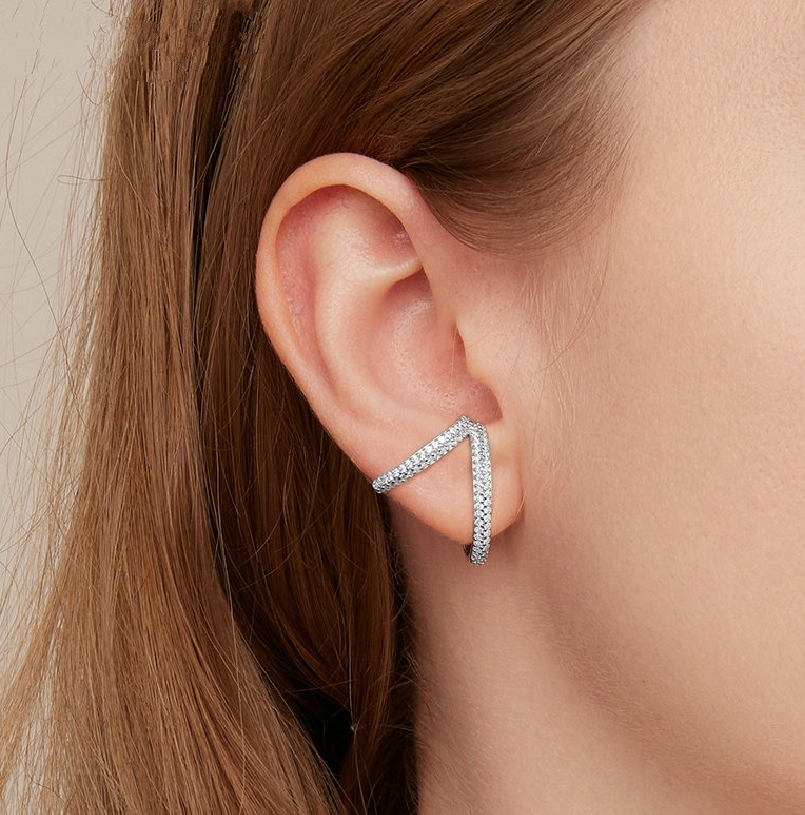 Silver Simple Double Layer Ear Cuff