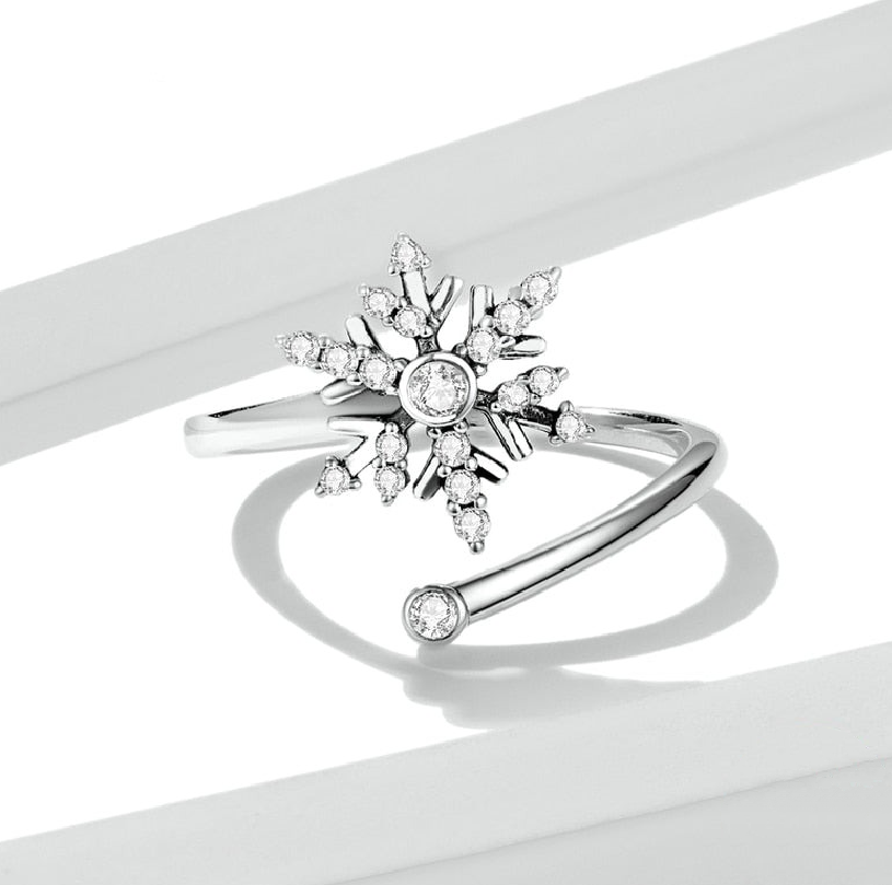 Silver Snowflake Open Ring