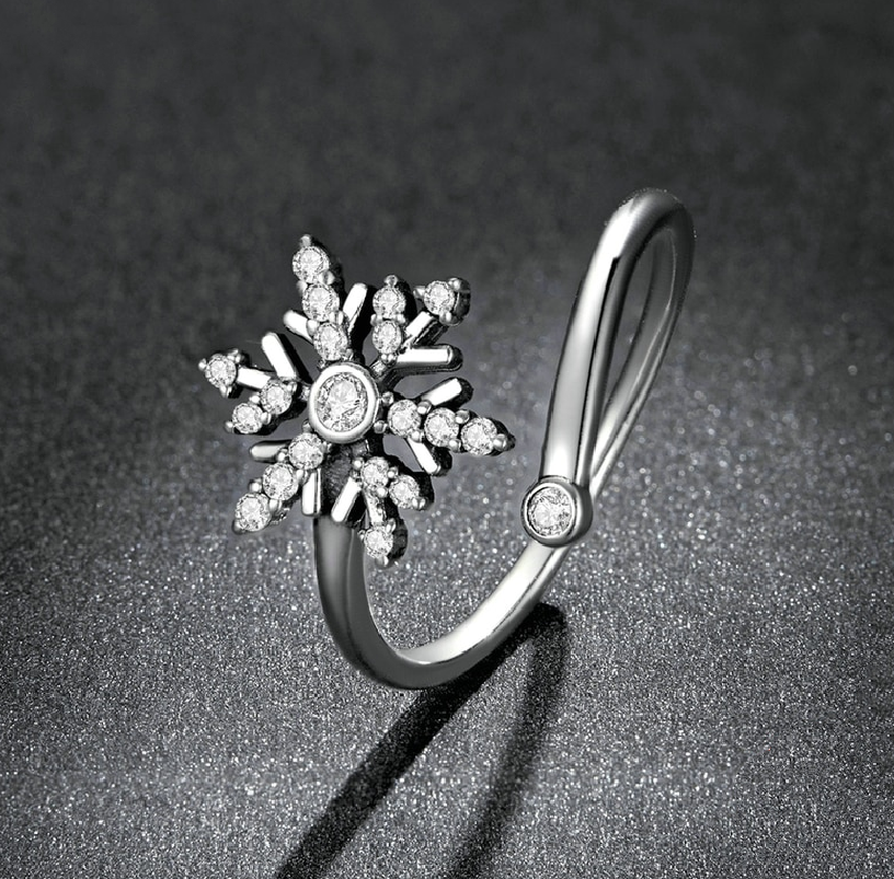 Silver Snowflake Open Ring