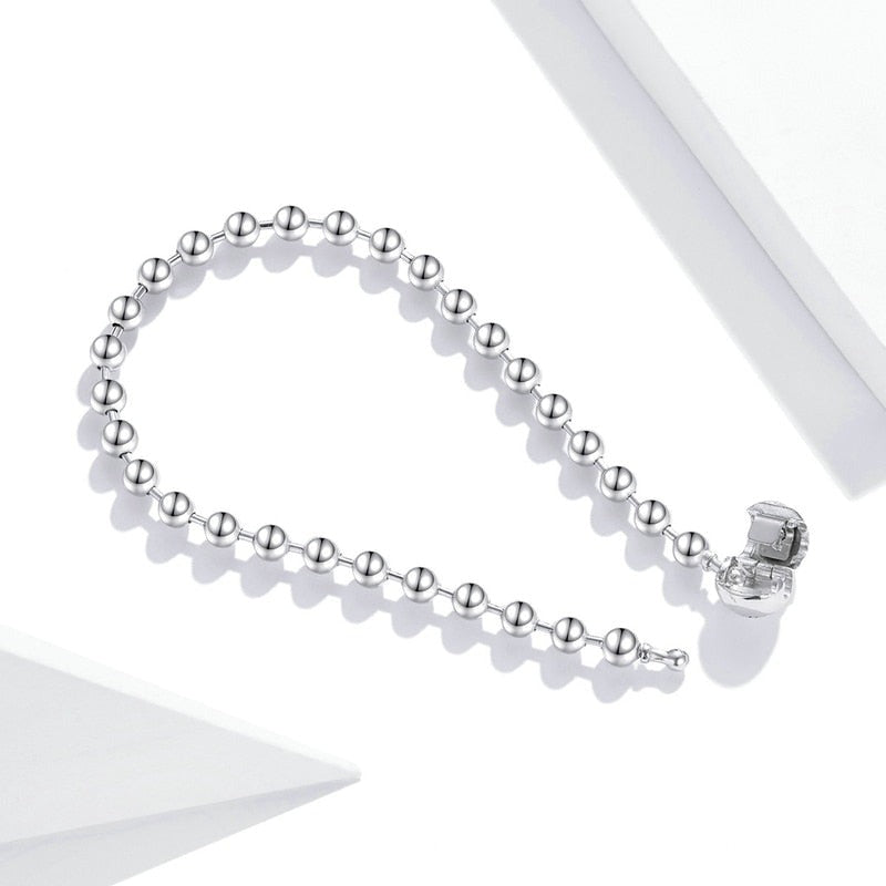 Silver Pure Silver Round Bead Bracelet