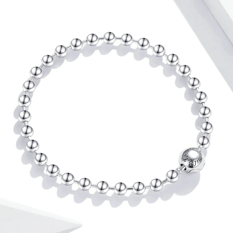 Silver Pure Silver Round Bead Bracelet