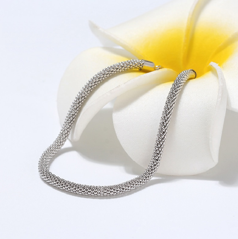 Silver Mesh Popcorn Chain Bracelet