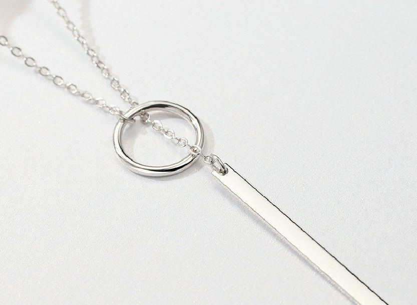 Round Circle Line Geometric Necklace