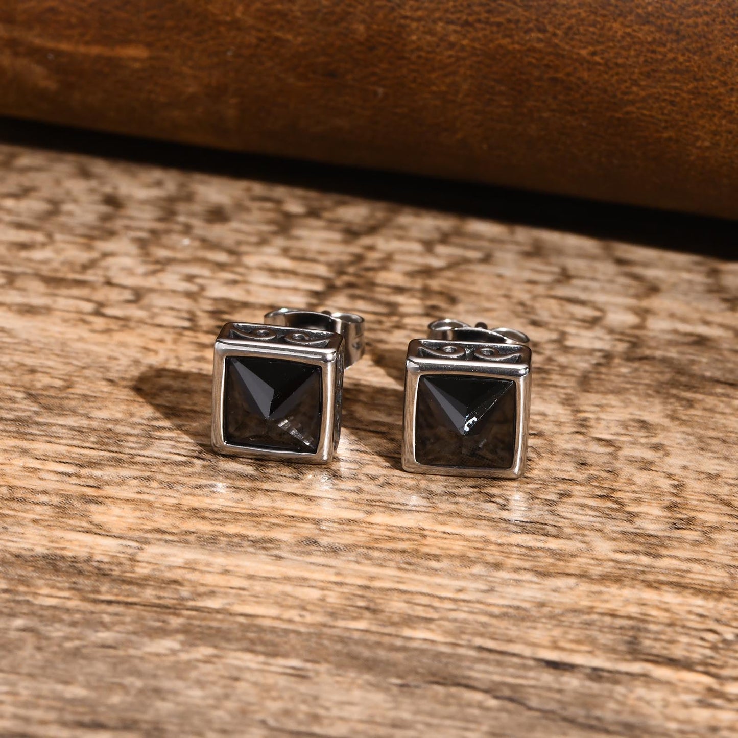 Square Stone Stud Earrings