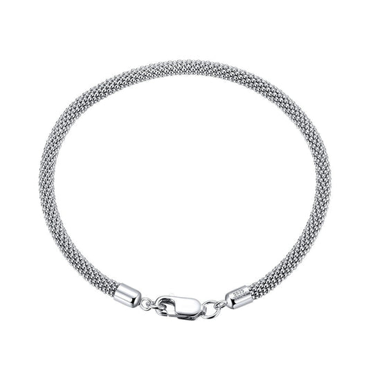 Silver Mesh Popcorn Chain Bracelet