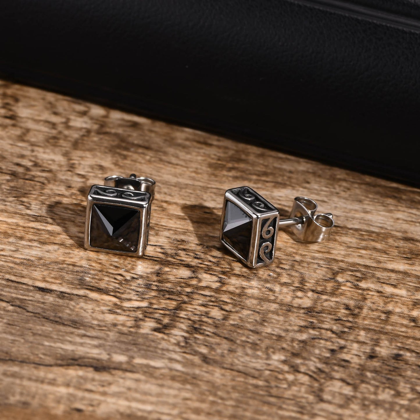 Square Stone Stud Earrings