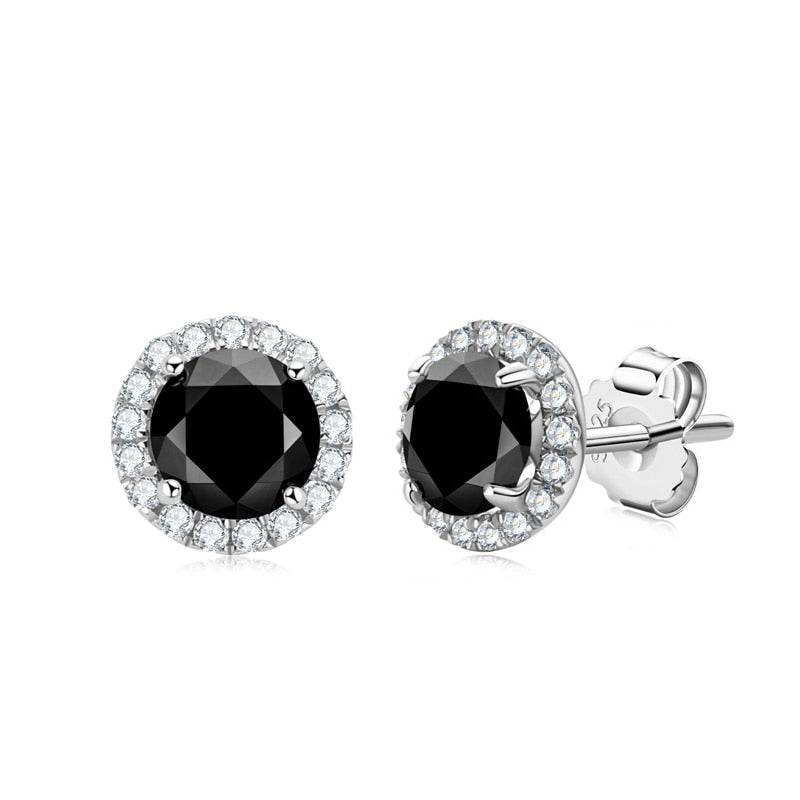 Black Moissanite Stud Earrings