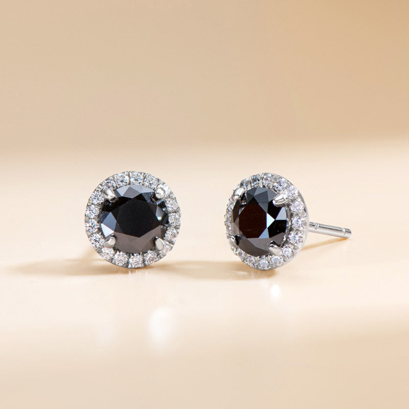 Black Moissanite Stud Earrings